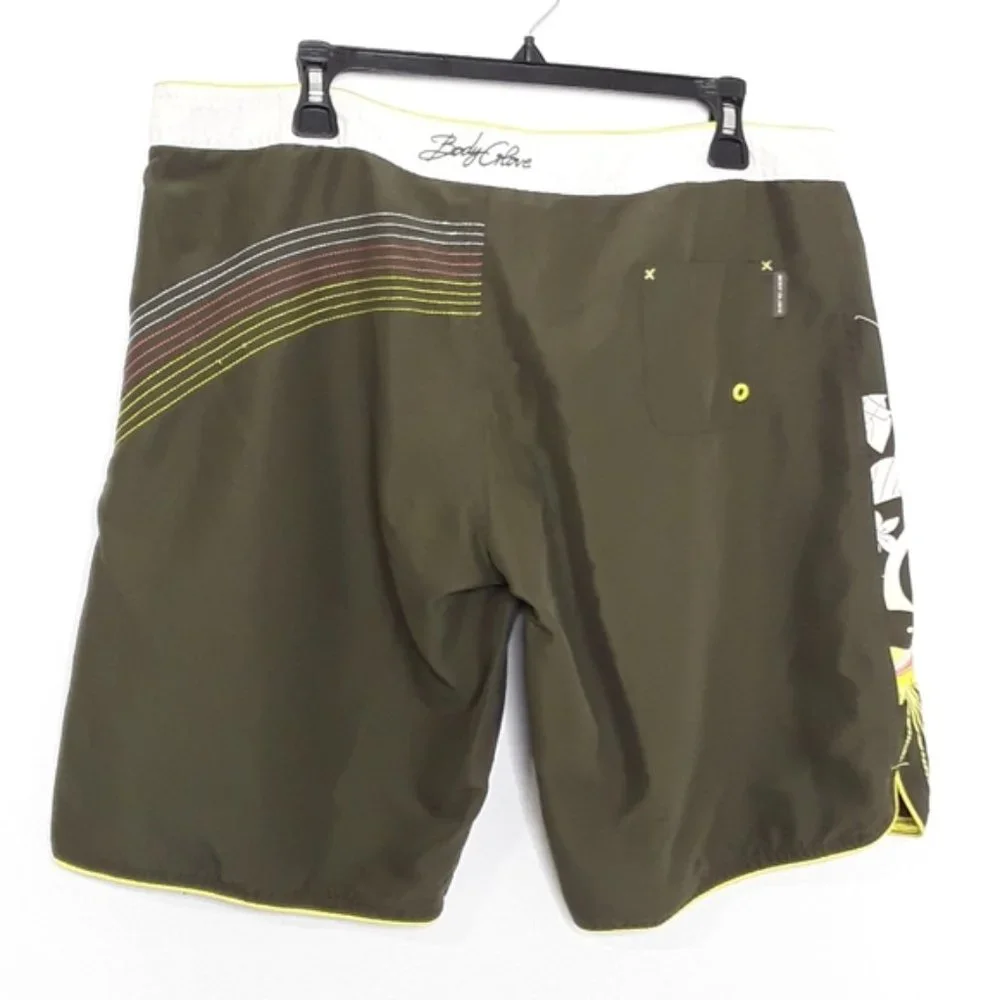 Body Glove Olive Embroidered Boardshorts EUC sz XL